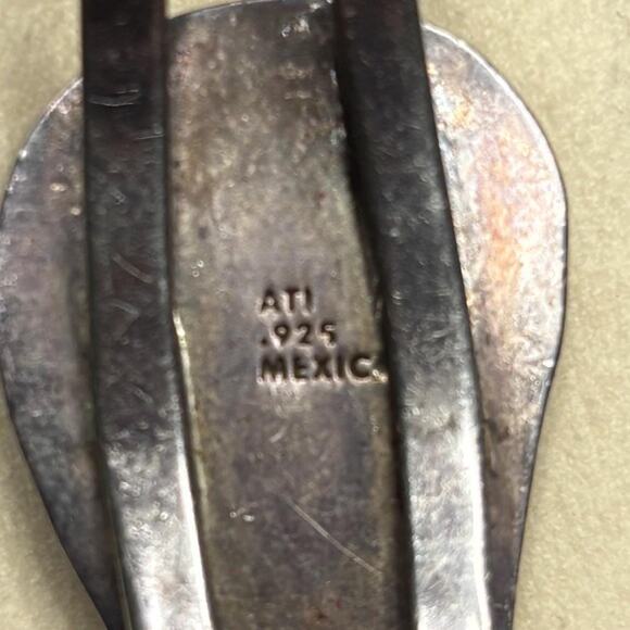 Vintage ATI Mexico Sterling Silver Pink Faux Coral Split Shank Cuff Bracelet - Picture 5 of 5